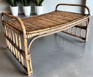 60s Bamboo Breakfast Tray Boho Chic MCM - Picture 1 of 11