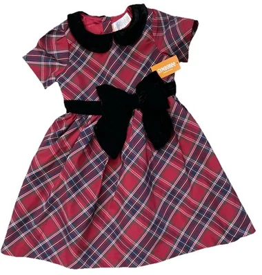 Gymboree Girls 6 Dress Red Plaid W/Velvet Bow And Waist Band New MSRP 64.95 - Image 1 of 4
