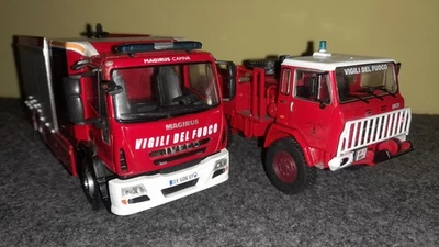 Modellini "Pompieri" 1/43 Iveco 180 E 28 Magirus Camiva e Fiat 75 PC - Immagine 1 di 4