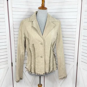 Giacca scamosciata vintage Wilsons donna grande marrone personalizzato orlo con volant lacci lati - Foto 1 di 15