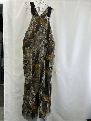 Vintage Woolrich Bib Overalls Large Realtree Hardwood Camo Cargo Pockets Hunting - Image 1 of 4