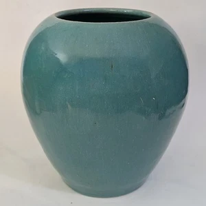 Cole Pottery Kenneth George Vase Oviod Türkis Sanford NC 1992 signiert - Bild 1 von 9
