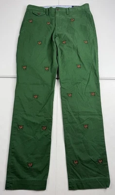 Polo Ralph Lauren Stretch Chino Pant Embroidered Fox Crest Green Golf 30x32 RARE - Image 1 of 4