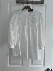 White Lace sleeve pretty blouse - size 12 - Picture 1 of 4