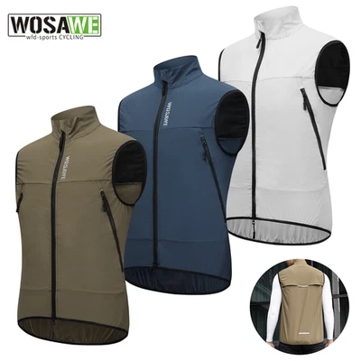 WOSAWE Breathable Cycling Vest YKK 2-way Zipper Cycling Windbreaker Mens Womens - Image 1 of 4