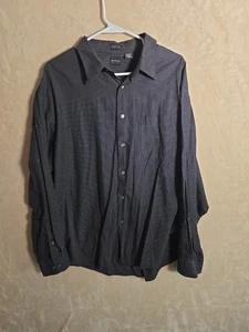 Arrow Men's XXL Dress Shirt Black Micro Check Button Front Long Sleeve 195 - Picture 1 of 5