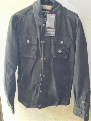 全新带标签 Harley Davidson 车库夹克男式或女式小号黑色编织 — 第 1/4 张图片