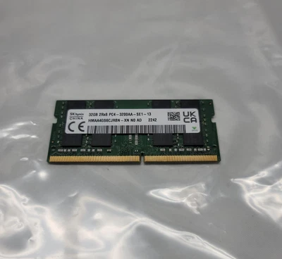 Hynix 32GB PC4-3200AA 2Rx8 DDR4 Laptop SODIMM Udimm Memory HMAA4GS6AJR8N-XN - Image 1 of 3