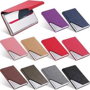 10 Pcs Business Card Holder Case Professional PU Leather & Stainless Steel Po... - Picture 1 of 7