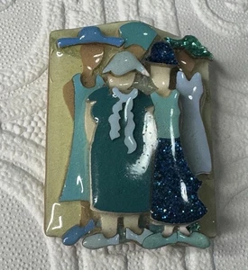 Mujer Prendedores Por Lucinda Broche Azul y Verde Vestidos Encantador Vestido Informal Esmalte - Imagen 1 de 7