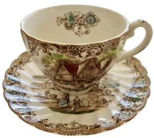 Vintage Johnson Bros Heritage Hall Tasse Untertasse 4er Set Kolonial Überhang England - Bild 1 von 7