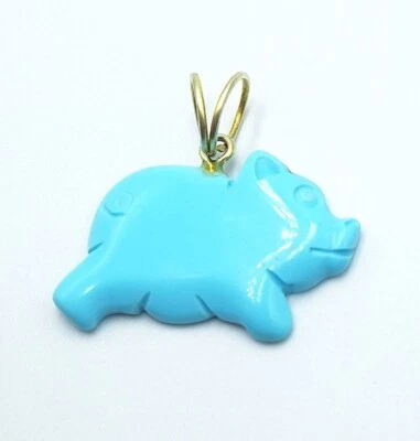 Ciondolo Pasta Di Turchese In Argento 925 Placcato In ORO GIALLO 18 KT  - Immagine 1 di 4