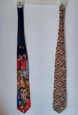 2 corbatas vintage Looney Tunes Mania tema baloncesto 56" y caras TAZ 58" Foto 1 de 4