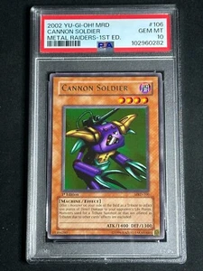 2002 Yu-Gi-Oh! Metal Raiders 1st Edition Cannon Soldier #106 PSA 10 GEM MINT - Picture 1 of 2
