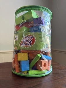 Foam Building Blocks 95 Pieces, Clear Bag, Be Happy, Very Good Used Condition - Picture 1 of 5