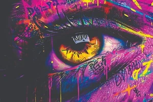 WOMANS EYE BANKSY GRAFFITI POP ART PRINT/POSTER CANVAS/SATIN PHOTO PAPER T50 - Picture 1 of 7