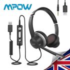 Mpow USB / 3.5mm Wired Headphones with Microphone Over Ear Headsets Music Stereo