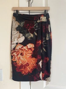 Anne Klein Knee Length Wrap Black Floral Skirt Sz XS - Picture 1 of 7