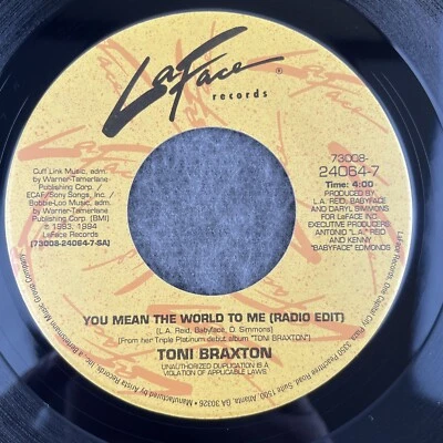 TONI BRAXTON You Mean The World To Me 45 LaFace 73008-24064-7 NEW UNPLAYED SOUL - Imagem 1 de 4
