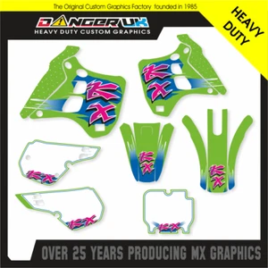 KAWASAKI KX 125 250 1990 1991 RETRO FULL MOTOCROSS GRAPHICS STICKER KIT - Picture 1 of 1