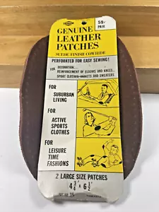 Vintage TRAUM Genuine Leather Patches Brown Suede Finish Cowhide No 15 1 Pair - Picture 1 of 7