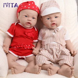 IVITA 17" Full Body Silicone Reborn Boy And Girl Doll Lifelike Reborn Baby Gift - Picture 1 of 27