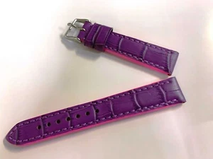 HQ Genuine leather dual color watch strap band bracelet 20mm or 18mm purple-pink - Picture 1 of 3