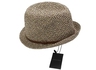 GIORGIO ARMANI Hat Men's 57 CM Lamb Leather Details Braided Casual - Image 1 of 4
