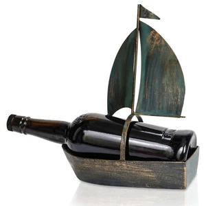 Made Easy Kit Wine Bottle Sail Boat Display Holder Rack Premium Home Sculpture - Picture 1 of 8