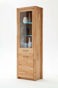 Vitrine Kernbuche massivholz geölt Tür mit Glas Links Standvitrine Glas Schrank - Bild 1 von 3
