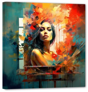 The painting of the Girl Pop Faces Abstrakt art Bild 100x100 Aktuel FC19 - Picture 1 of 2