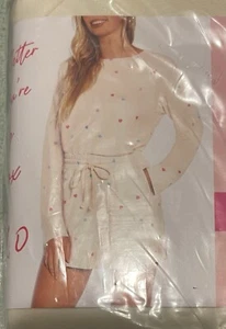 WildFox Oatmeal Hearts Print Women sz X Large XL Sweatshirt and Short Lounge Set - Picture 1 of 2