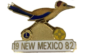 Spilla vintage 1982 New Mexico Roadrunner Lions Club da collezione anni 80 bavero uccellino - Foto 1 di 7