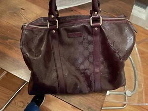 authenic gucci GG Crystal Monogram Medium Joy Boston Bag (Burgundy) - Picture 1 of 5