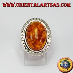 Anello d'argento con Ambra ovale grande - Imagen 1 de 3