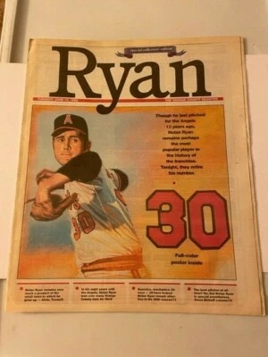 NOLAN RYAN Nite Cal Angels RETIRE #30 OC Register Special - 6/16/92! - Image 1 of 4