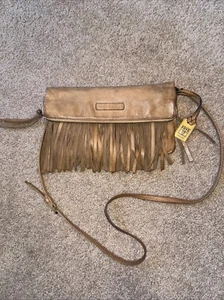 Frye Heidi Leather Fringe Tan Lt.Brown Crossbody Clutch Bag Retail $298 - Picture 1 of 12