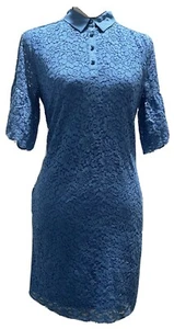 Banana Republic Blue Lace Button Up Dress - Size Small with pockets - Picture 1 of 12