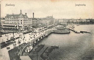 Postcard Vintage Germany Hamburg Jungfernstieg - Picture 1 of 2