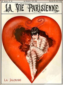 1928 La Vie Parisienne La Jalousie Französisch Frankreich Reise Werbung Plakat - Bild 1 von 1