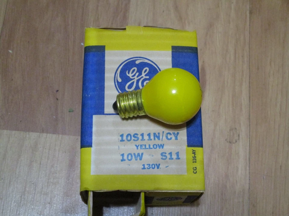 Box Of 6 Vintage NOS GE 10S11N/CY Yellow Light Bulbs Lamp Sign 10 Watt 120V  - Image 1 of 1