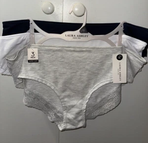 LAURA ASHLEY COTTON KNICKERS x3 SIZE XL NEW TAGS BLACK GREY WHITE HIGH WAIST - Picture 1 of 11