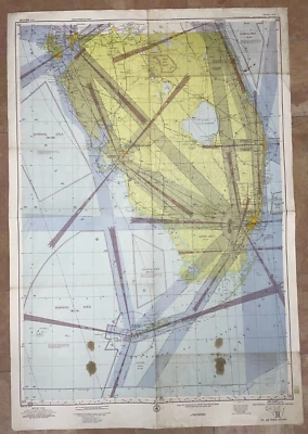 SOUTH FLORIDA MIAMI SECTIONAL AERONAUTICAL CHART 1952 VERY LARGE SEA CHART - Image 1 of 4