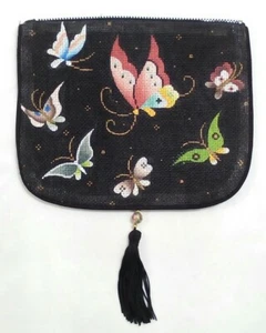 SOPHIA *nur Klappe* HP Nadelspitze SCHMETTERLINGE schwarz Abendtasche Tasche B 18m - Bild 1 von 7