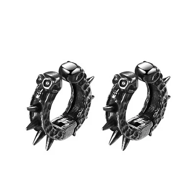 Pendientes de clip Huggie Spike sin perforar góticos con garra de calavera tachuelas oreja puño para hombre Foto 1 de 3