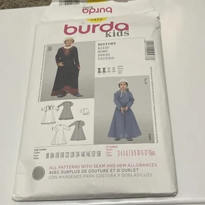 Burda Pattern 9473 Girls' Medieval / Renaissance Costume Dress / Hat 3 ~ 13 Unc - Picture 1 of 1
