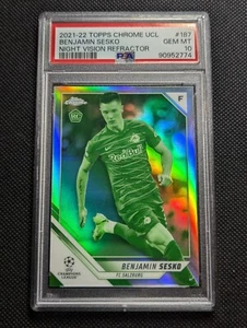 2021-22 Topps Chrome UCL Benjamin Sesko RC Rookie Night Vision /225 PSA 10 - Picture 1 of 3