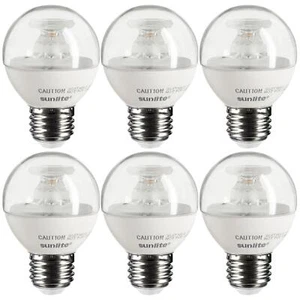 6 Pack Sunlite Dimmable Energy Star E26 Base Warm White LED Globe G16 7W Clear - Picture 1 of 4