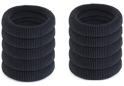 MYTOPTRENDZ COLLECTION 12 PK BLACK Large Chunky Non Metal Hair Bobbles Ponios Elastic Ponytail Bands
