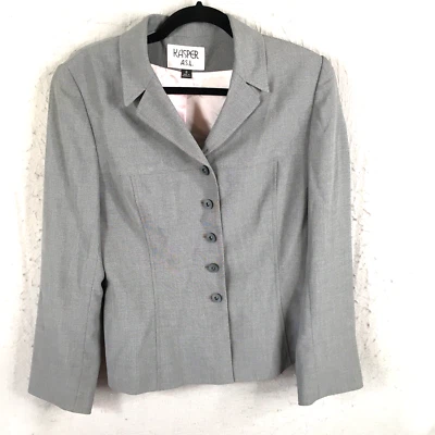 Vintage Kasper ASL Blazer Womens 8 Gray Jacket Office Career Work Preppy - Image 1 of 4